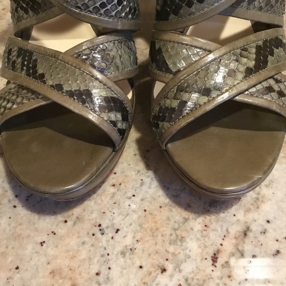 Alexandre Birman Python Leather Platform Wedge Strappy Sandals - Picture 7 of 16